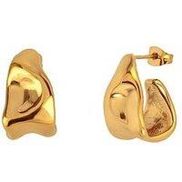 The Love Collection Gold Plated Stainless Steel Sculpural Molten Earrings