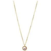 The Love Collection Gold Plated Stainless Steel White Howlite Button Necklace