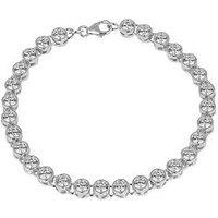 The Love Collection Sterling Silver Large Rub Over Tennis Bracelet