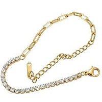 The Love Collection Gold Plated Stainless Steel Tennis And Chunky Link Bracelet