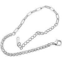 The Love Collection Stainless Steel Tennis And Chunky Link Bracelet