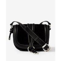 Mint Velvet Harper Suede Saddle Bag - Black