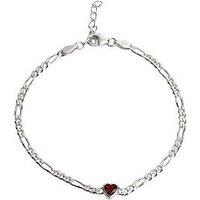 The Love Collection Sterling Silver Birthstone Heart Cz Bracelet