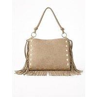 Sorena Simona Suede Beize Crossbody Bag - Beige