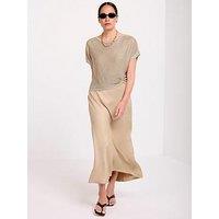 Mint Velvet Metallic Knit Slip Dress - Gold