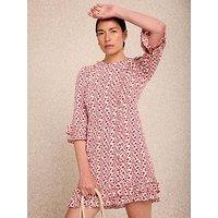 Mint Velvet Print Ruffle Hearts Mini Dress - Red