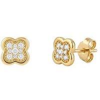 The Love Collection Gold Plated Sterling Silver Pave Cz Flower Earrings