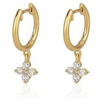 The Love Collection Womens Flower Drop Lab Grown Diamond Huggie Hoop Earrings