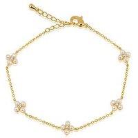 The Love Collection Gold Plated Stainless Steel Pearl Flower Bracelet