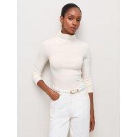 New Look Womens Cotton Rich Ribbed Roll Neck Top - Cream