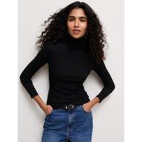 New Look Womens Ribbed Roll Neck Long Sleeve Top - Black