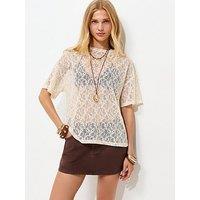 New Look Oversized Lace Boxy Fit Top - Cream