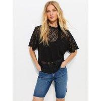 New Look Oversized Lace Boxy Fit Top - Black