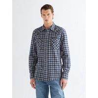 Wrangler Western Check Long Sleeve Shirt - Dark Blue