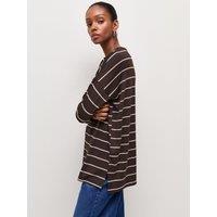 New Look Women'S Soft Touch Striped Relaxed Long Sleeve Top - Brown