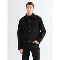 Wrangler Mens Cowboy Cut Button-Through Denim Jacket - Black
