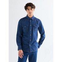 Wrangler Western Denim Long Sleeve Shirt - Dark Blue