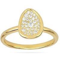 The Love Collection Gold Plated Sterling Silver Pave Cz Pebble Ring - L