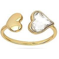 The Love Collection Gold Plated Sterling Silver Cz Heart Ring