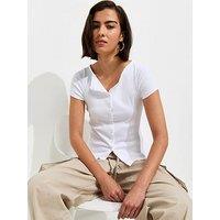 New Look Button Through Baby Ribbed T-Shirt - White