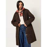 Fatface Women'S Polly Hooded Coat With Checked Lining - Brown