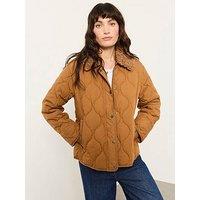 Fatface Women'S Removable Collar Quilted Jacket - Brown