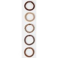 Accessorize Neutral Cord Hair Tie Set 5 Pack - Brown