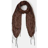 Accessorize Sequin Embellished Skinny Scarf - Brown