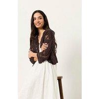 Fatface Carrie Crochet Cardigan - Brown