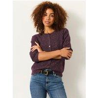 Fatface Womens Skylar Metallic Fleck Button-Through Cardigan - Purple