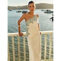 Forever New Adele One Shoulder Lace Trim Top - Beige