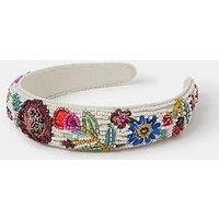 Accessorize Beaded Floral Headband - Cream