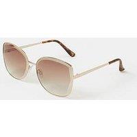 Accessorize Bevelled Metal Square Sunglasses - Gold