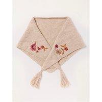 Fatface Womens Floral Embroidered Tassel Triangle Scarf - Beige