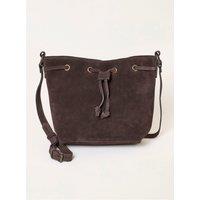Fatface Womens Amelia Suede Drawstring Cross-Body Bucket Bag - Brown