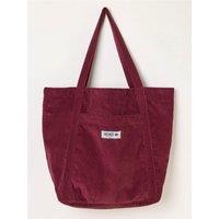 Fatface Womens Cord Cotton Lined Front Pocket Tote Bag - Red