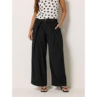 Pixiegirl Petite Wrap Pleated Wide Leg Trousers - Black