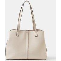 Accessorize Shoulder Tote Bag With Dual Handles And Textured Finish - Cream