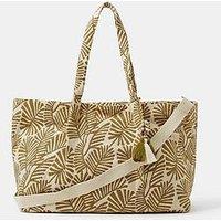 Accessorize Large Palm Leaf Tote Bag - Green