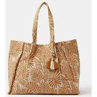 Accessorize Palm Leaf Beach Tote Bag - Cream