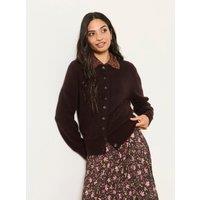 Fatface Womens Button Through Lace Collar Cardigan - Brown