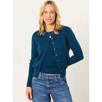 Fatface Women'S Selene Button-Front Crew Neck Cardigan - Blue