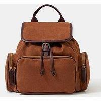 Accessorize Multi Pocket Suedette Backpack - Brown