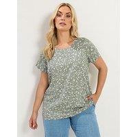 Yours Curve 2 Pack Short Sleeve T-Shirt - Green