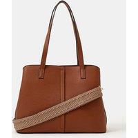 Accessorize Womens Webbing Strap Faux Leather Shoulder Bag - Black