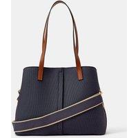 Accessorize Womens Webbing Strap Zip Top Shoulder Bag - Black
