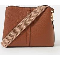 Accessorize Womens Webbing Strap Zip Crossbody Bag - Brown