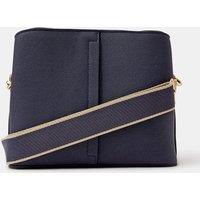 Accessorize Womens Webbing Wide Strap Zip-Top Crossbody Bag - Dark Blue