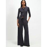 River Island Soft Touch Wide Leg Trousers Coord - Grey