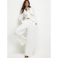 River Island Front Split Wide Trouser - Cream